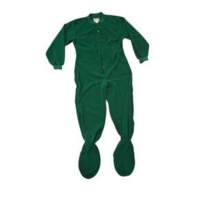 Big Feet PJs Green Micro-polar Fleece Adult Footed Pajamas One PC with Butt Flap